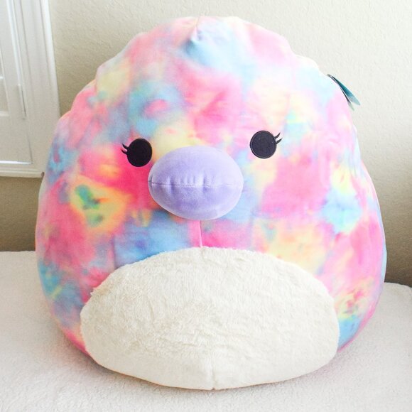 *Squishmallows* HUGE! 2021 - 24" - Rainbow Tie-Dye Platypus "Brindall" - Picture 1 of 11